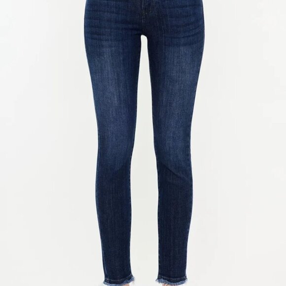 Kancan High-Rise Slim Fit Raw Hem Ankle Jeans - Picture 1 of 8
